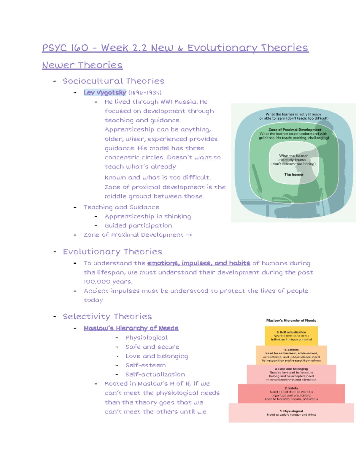 PSYC 160 - Week 2.2 Notes - PSYC 160 - Week 2 New & Evolutionary ...