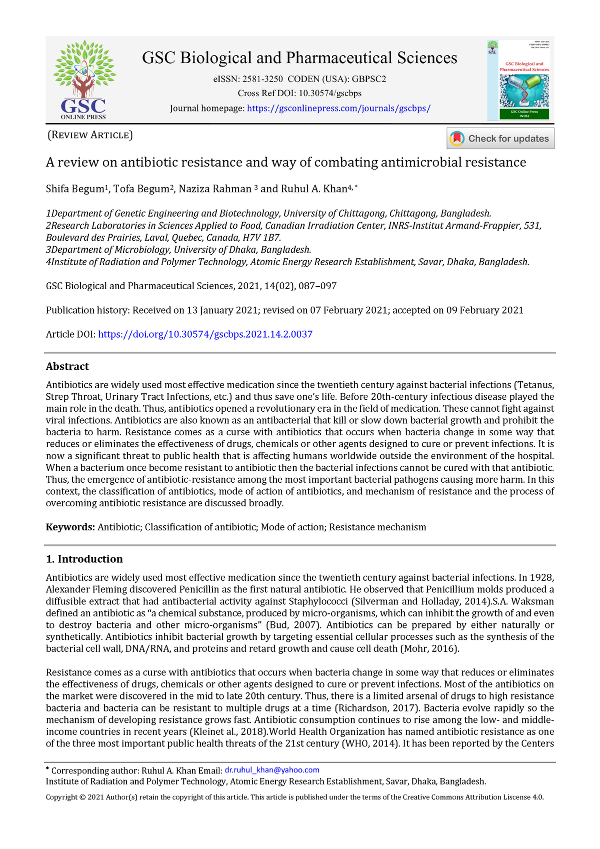 A review on antibiotic resistance and way of combating anti micro bial ...