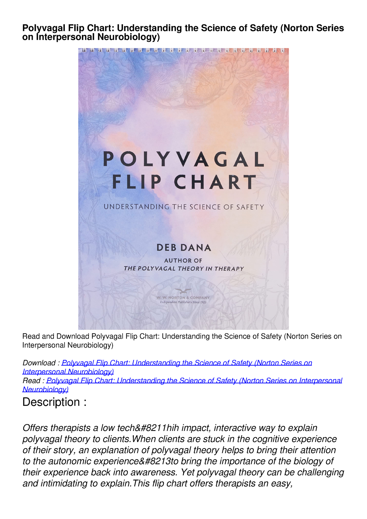 DOWNLOAD/PDF Polyvagal Flip Chart: Understanding the Science of Safety