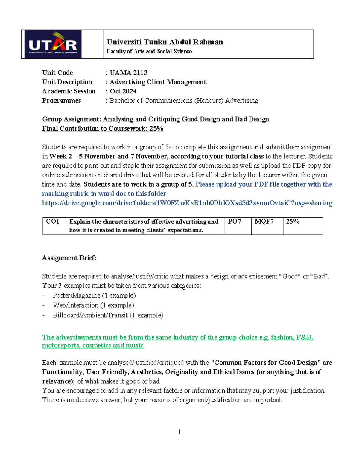 Assignment 1 ACM DEC 2024 update - Universiti Tunku Abdul Rahman ...