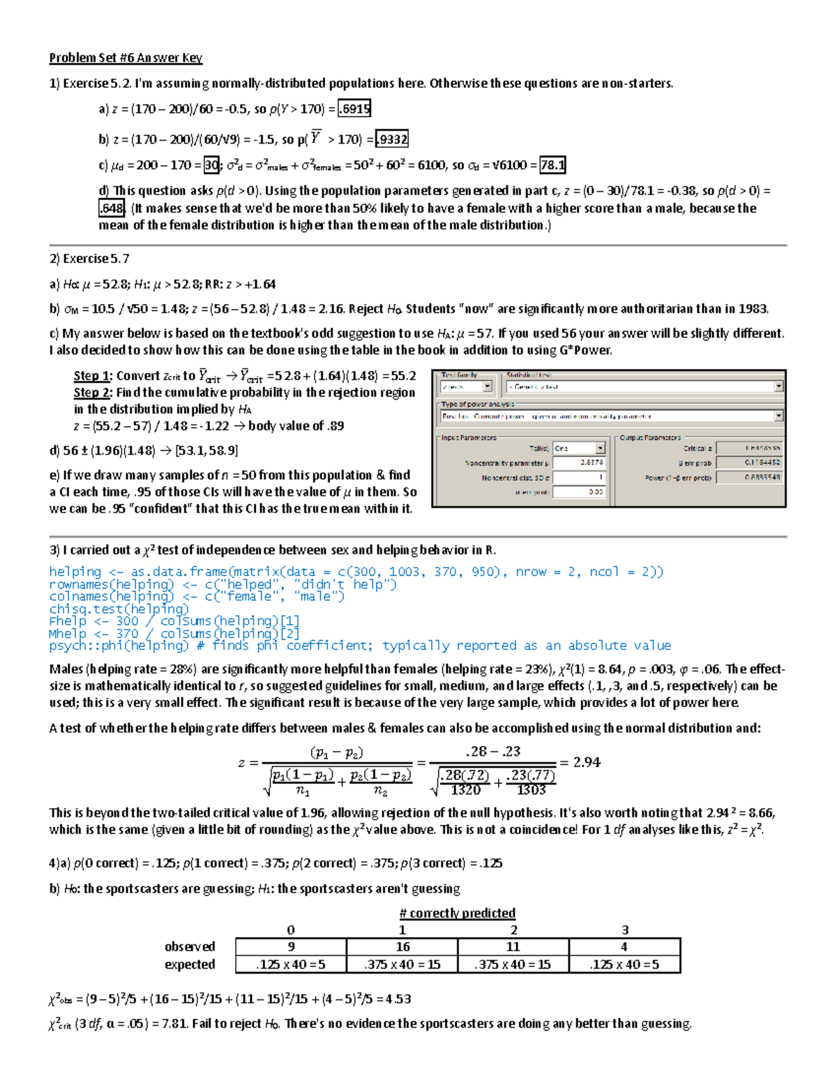 Problem Set 06 - 2017 - Problem Set #6 Answer Key 1) Exercise 5. I'm ...