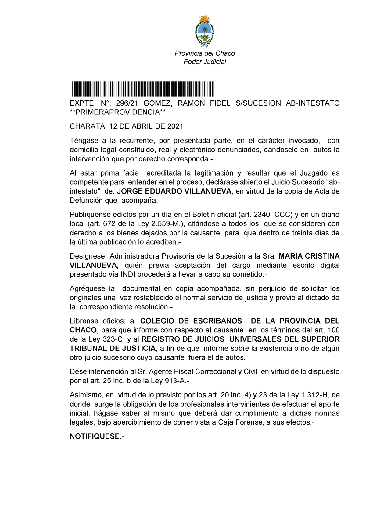 Tp N4 Providencia Simple Sin Mi Nombre Provincia Del Chaco Poder Judicial Expte N° 29621 4956