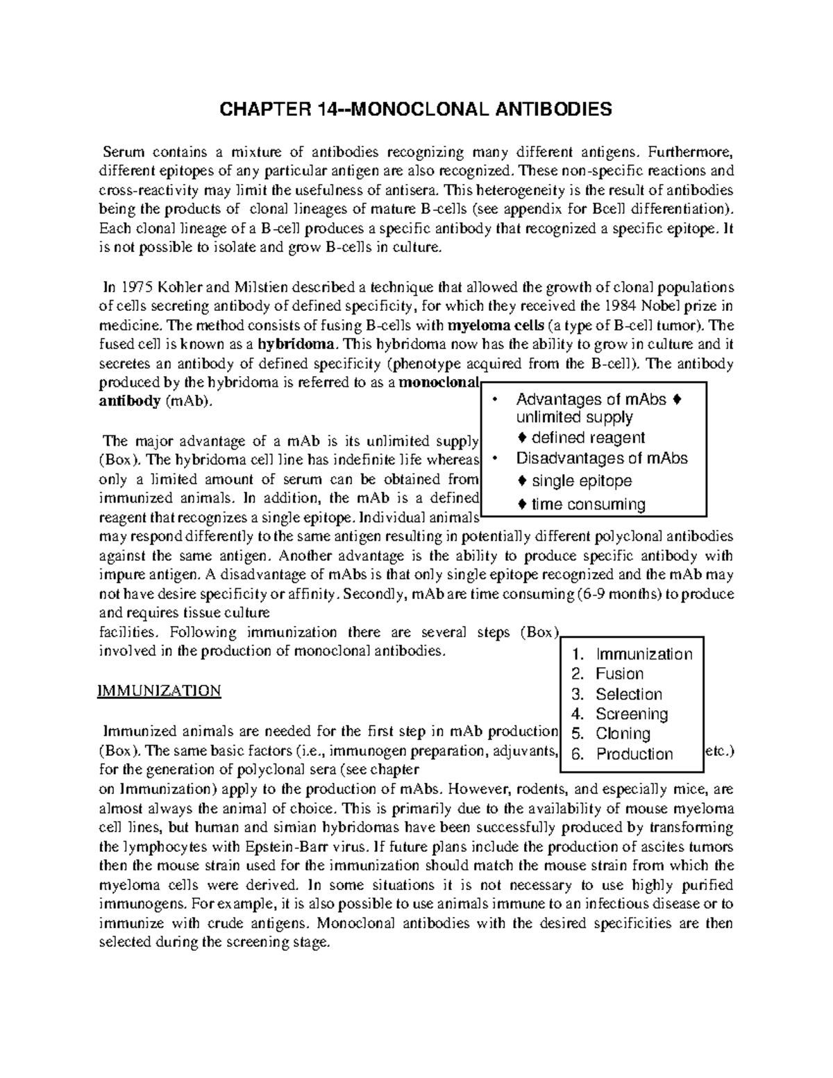 Chapter 14 Monoclonal Antibodies CHAPTER 14MONOCLONAL ANTIBODIES