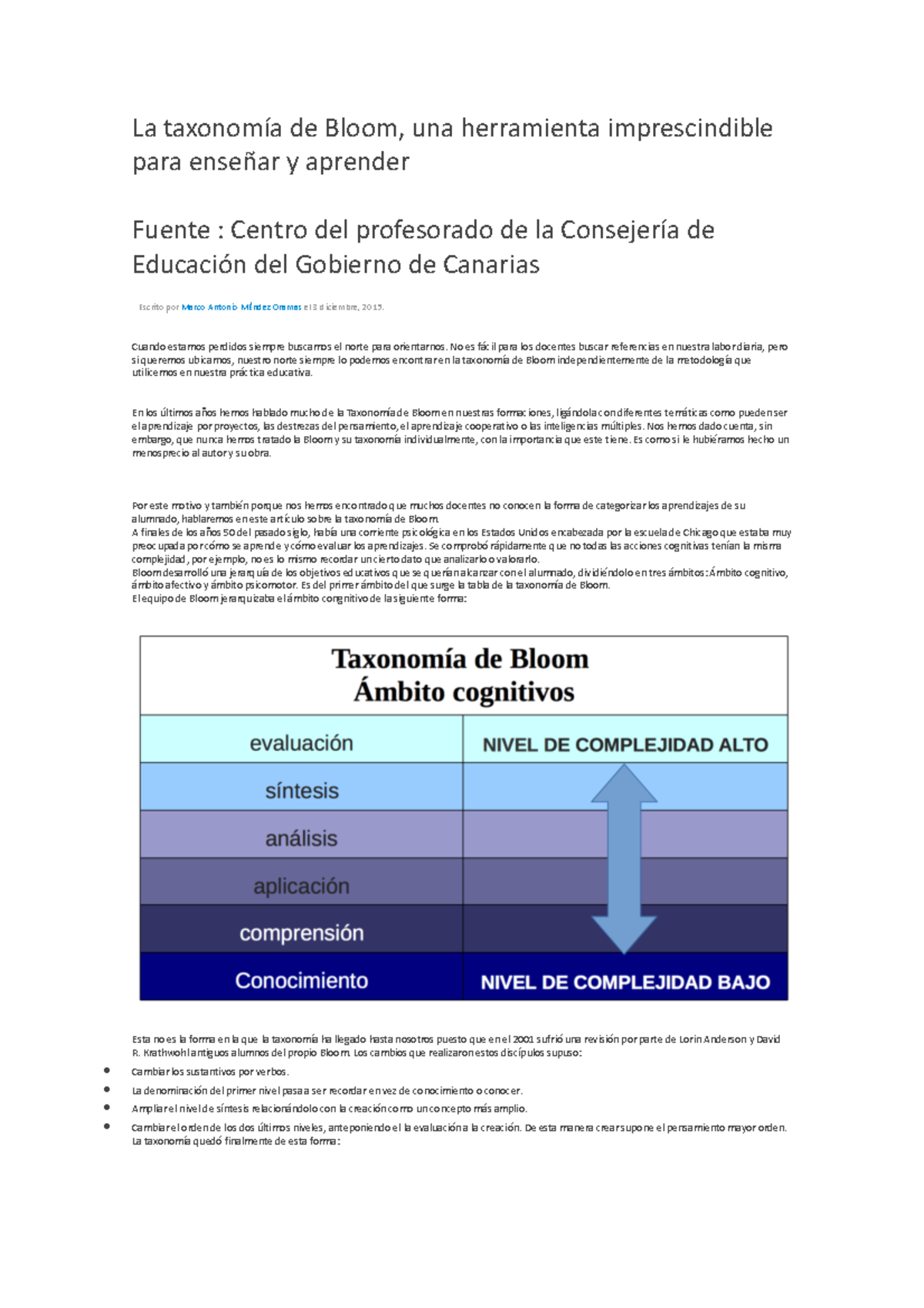 Evaluacion-La taxonomía de Bloom - La taxonomía de Bloom, una ...