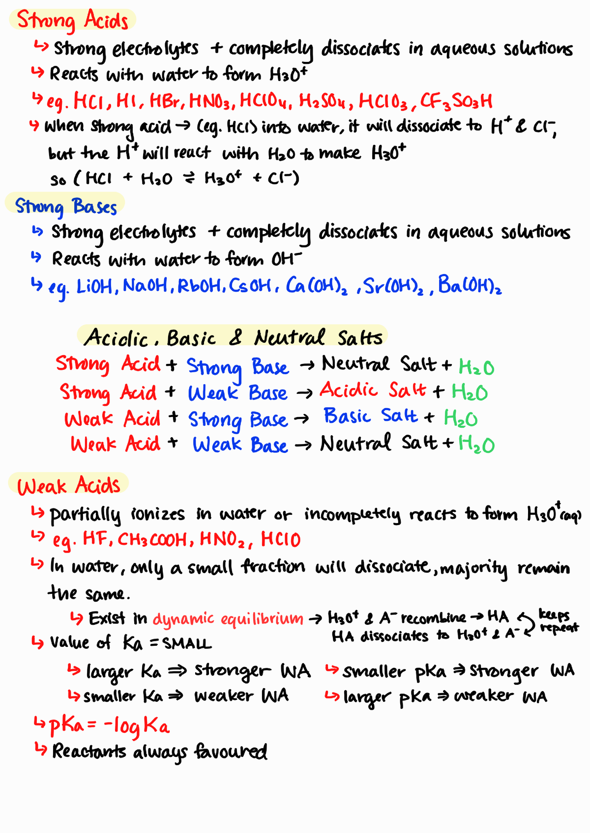 Chem Formula Sheet - Acid And Bases - CHEM 1040 - Studocu