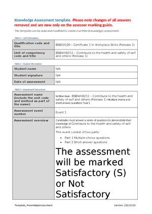 Assessment Plan Project 2 - TAEASS502 Assessment plan template Table 1 ...