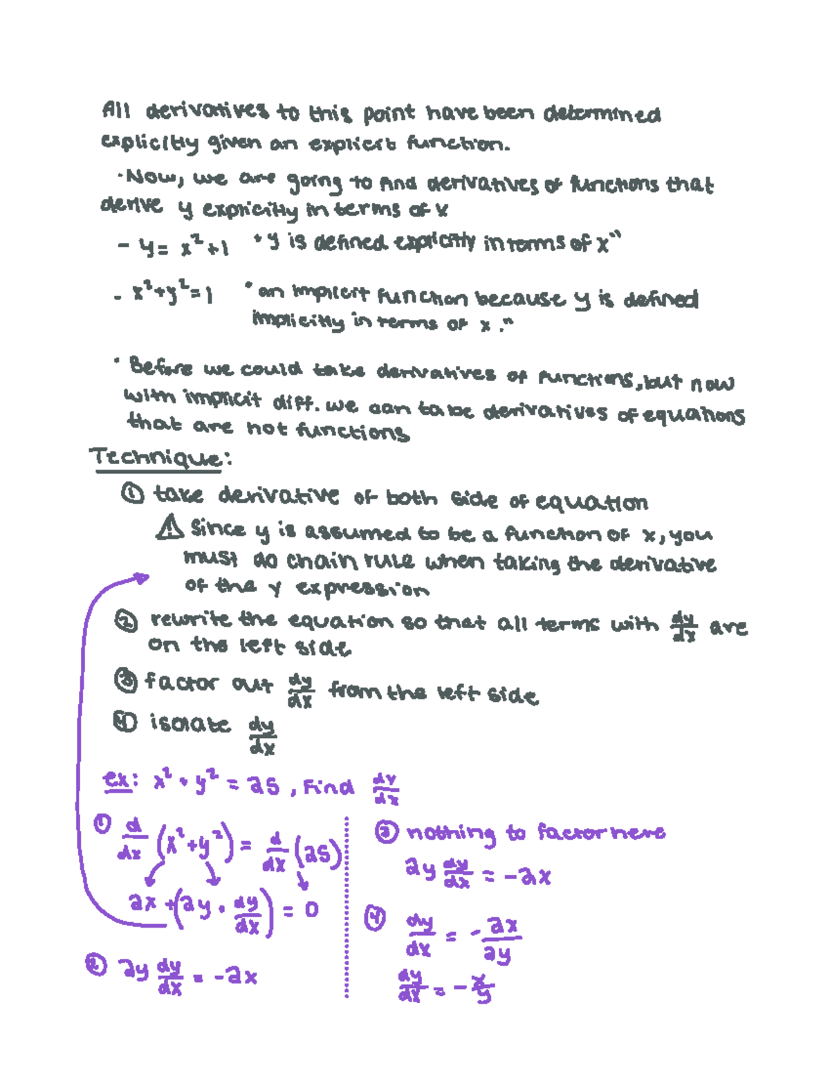 Implicit Differentiation - All derivatives to this point have been ...