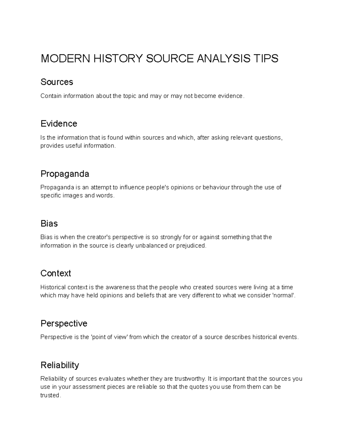 Modern history source analysis tips HSC - MODERN HISTORY SOURCE ...