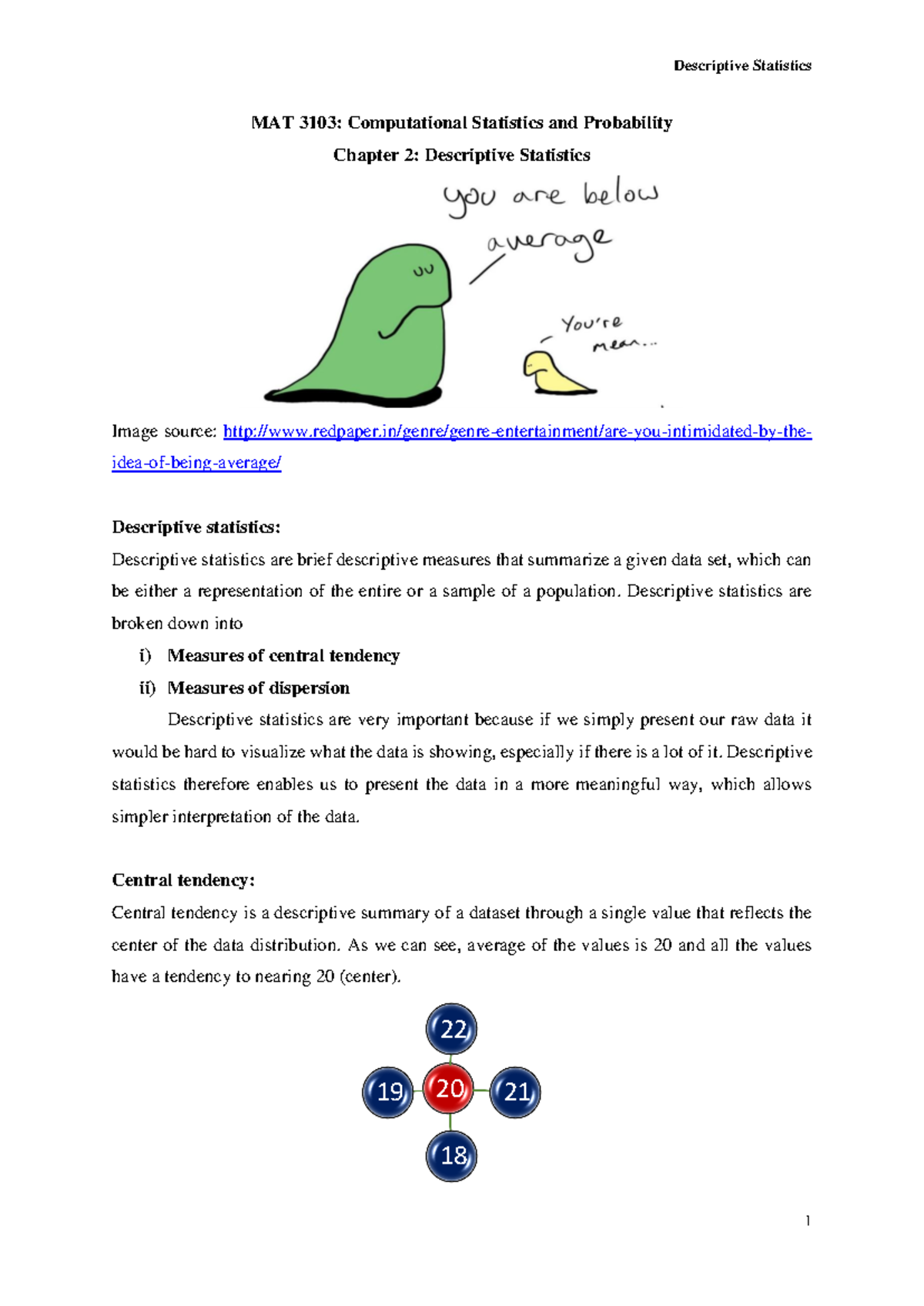 2. Descriptive Statistics updated - MAT 3103: Computational Statistics ...