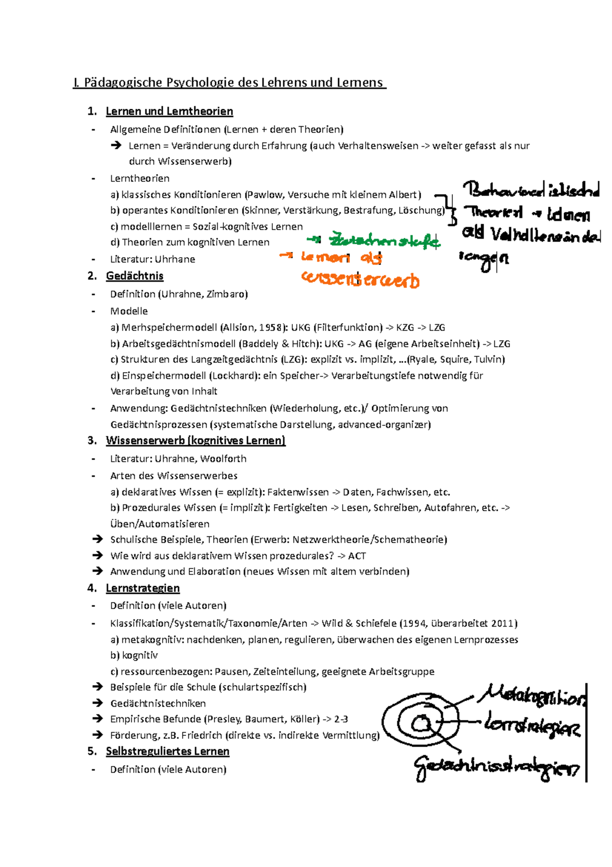 Münchner Skripte Ews Psychologie EWS Übersicht über die drei großen Bereiche - I. Pädagogische