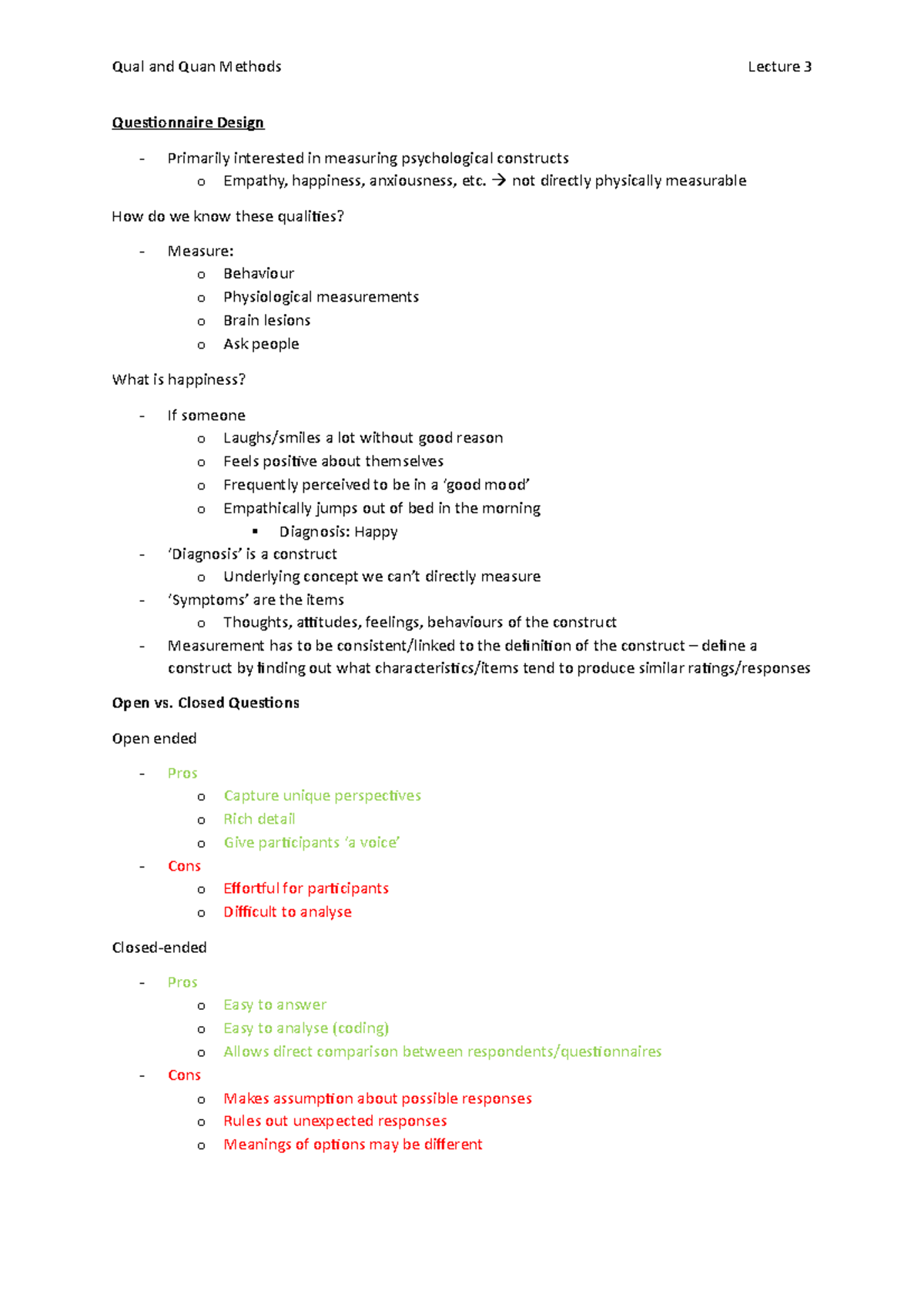 Lecture 3 - Questionnaire Design - Questionnaire Design Primarily ...