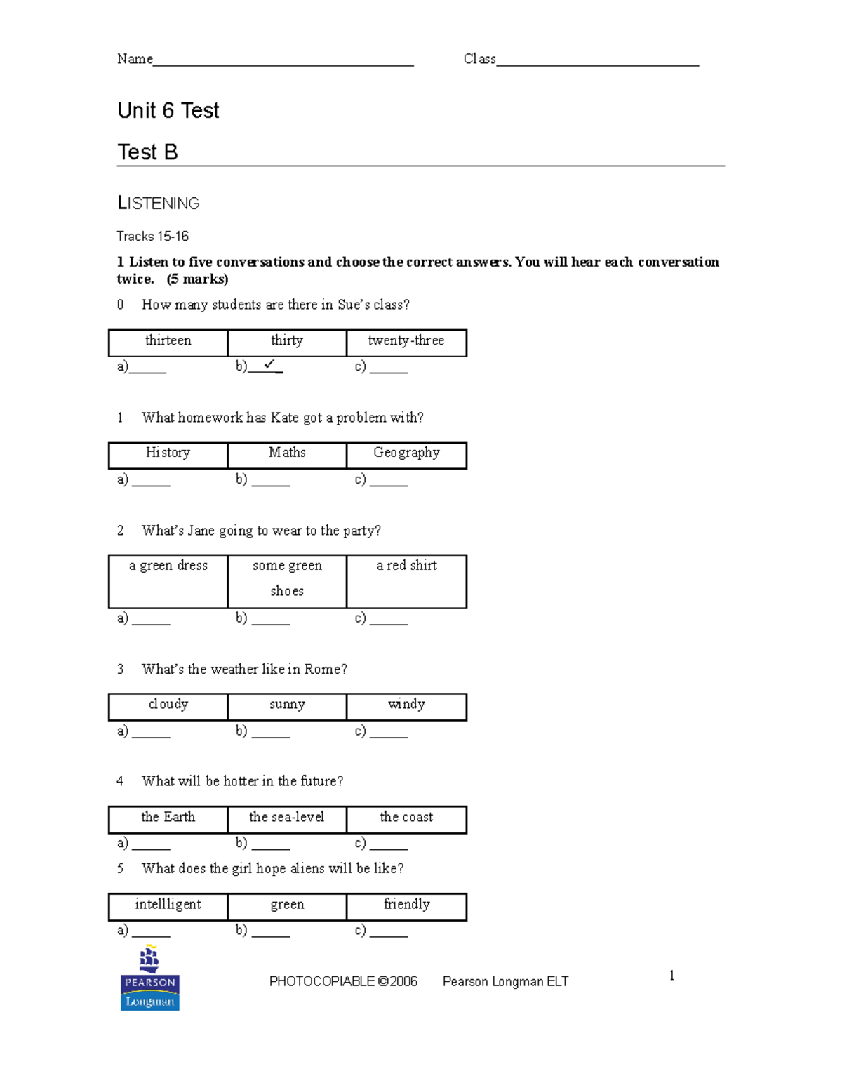 Test 6 B - Practice your English - Name ...