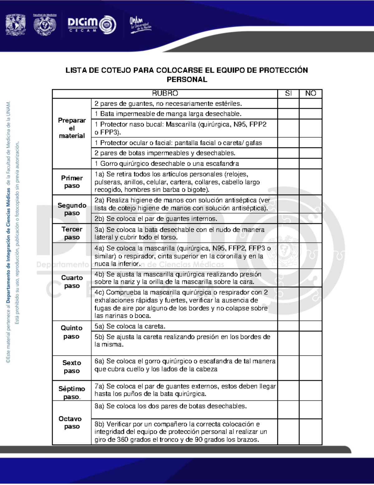 Anexo B. Lista De Cotejo De Colocaci Ã³n De Equipo De Protecci Ã³n ...