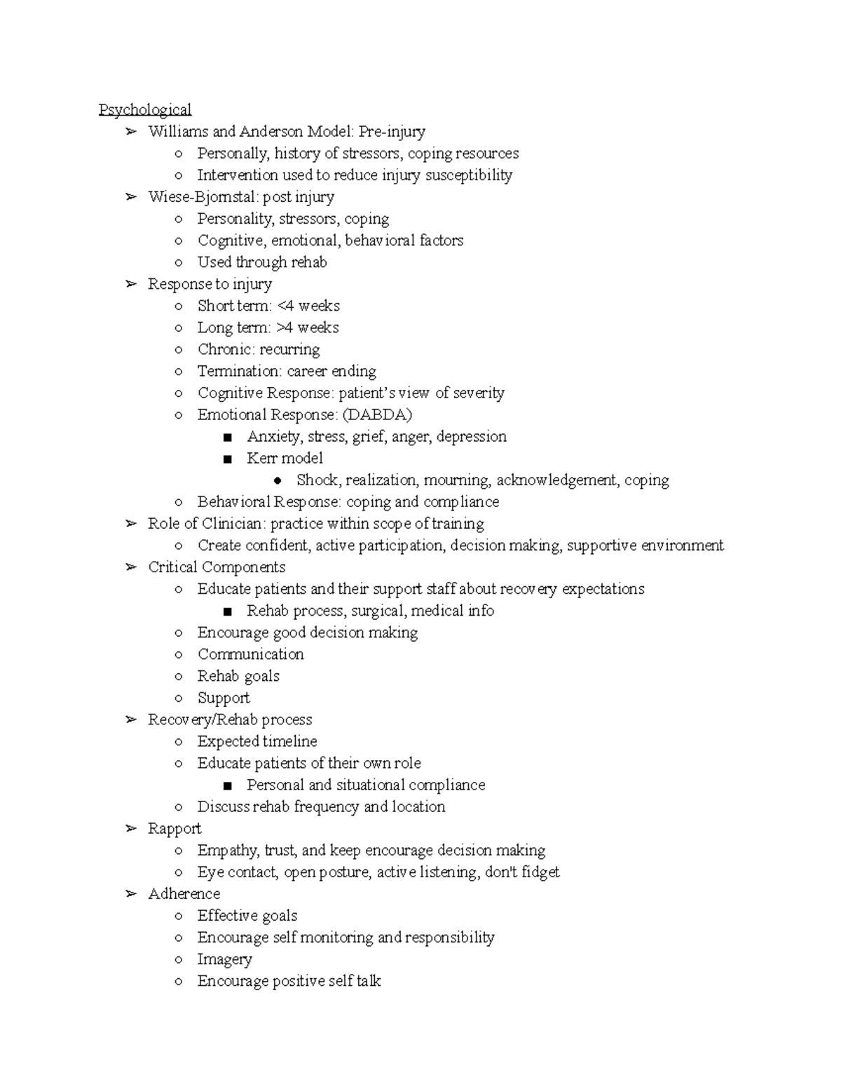 Ther EX-3 - Lecture notes 1 - Psychological Williams and Anderson Model ...