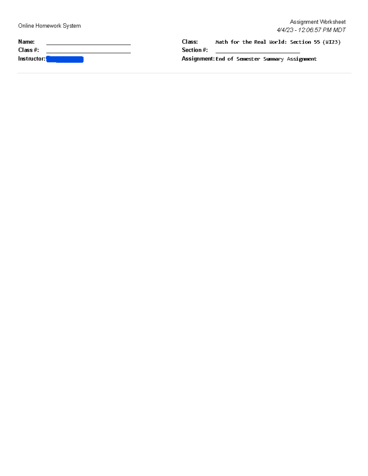 Math108x 14 summary - Online Homework System 4/4/23 - 12:06:57 PM ...