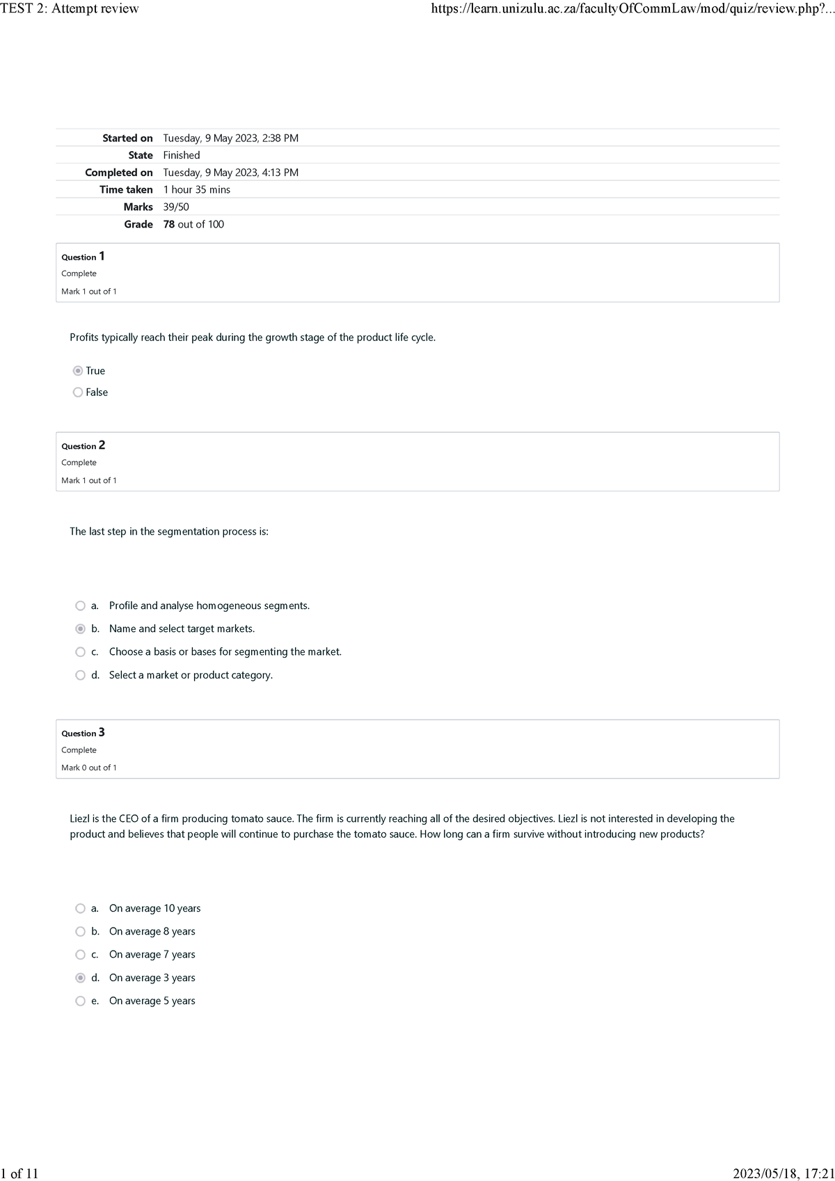 Test 2 - 2023 - Started on Tuesday, 9 May 2023, 2:38 PM State Finished ...