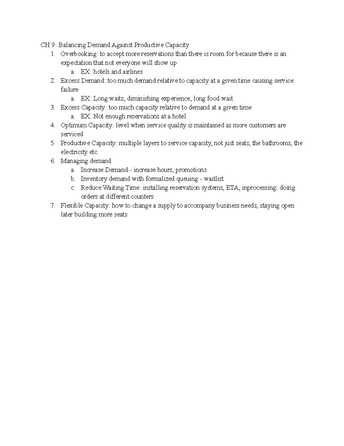 CH 9 - Lecture notes Chapter 9 Lecture notes - CH 9: Balancing Demand ...