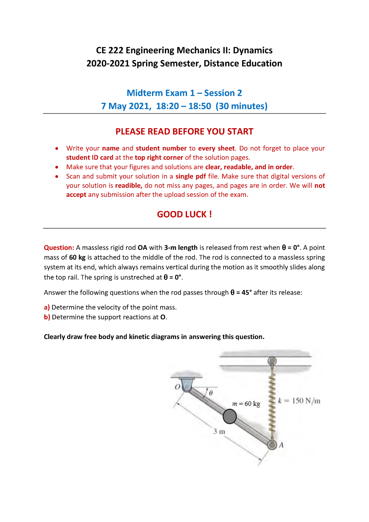 CE222 S21 Midterm 1 Session 2 - CE 222 Engineering Mechanics II ...