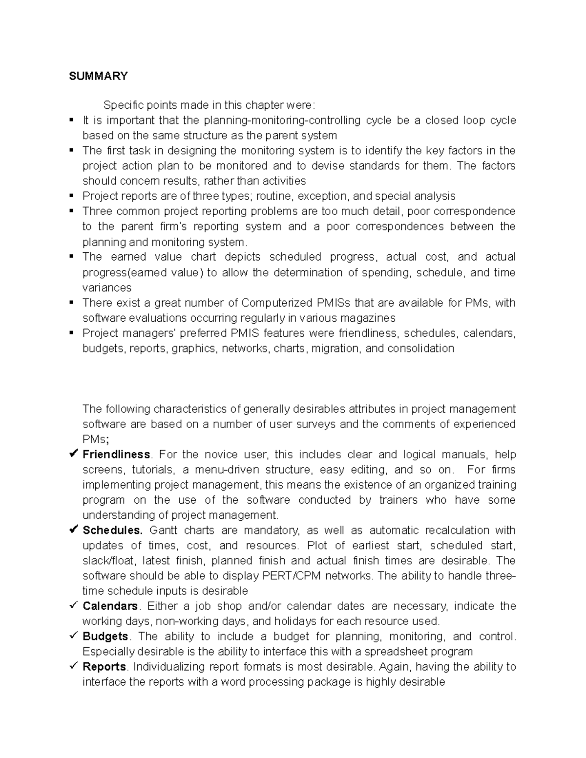 Summary - Specific points made in this chapter were: It is important ...
