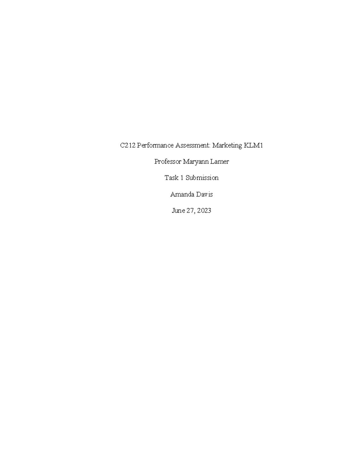 C212 Task 1 Assessment Submission - Amanda Davis - C212 Performance ...