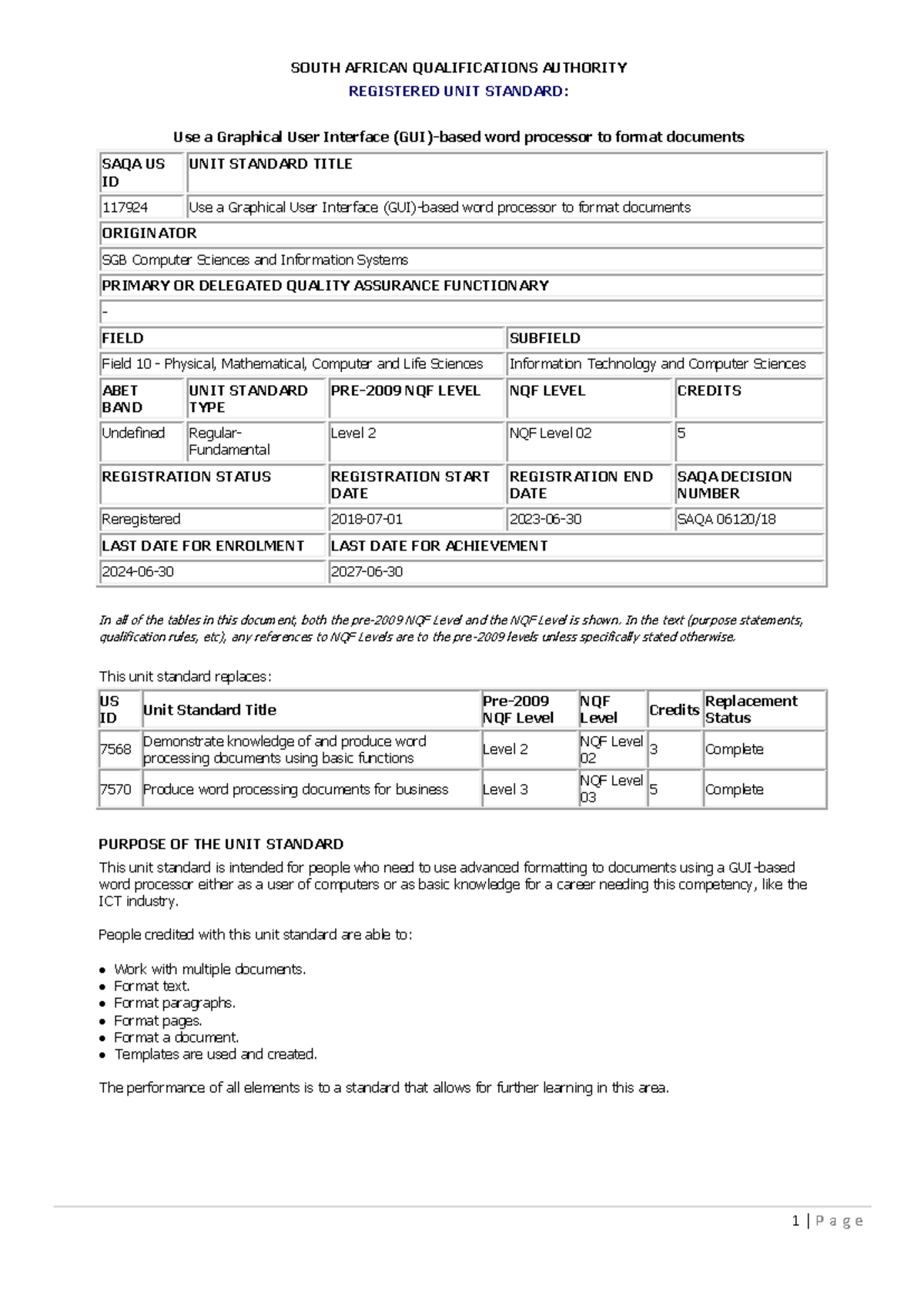 117924 uegkgukkkkkkkkkkkkkk - SOUTH AFRICAN QUALIFICATIONS AUTHORITY ...