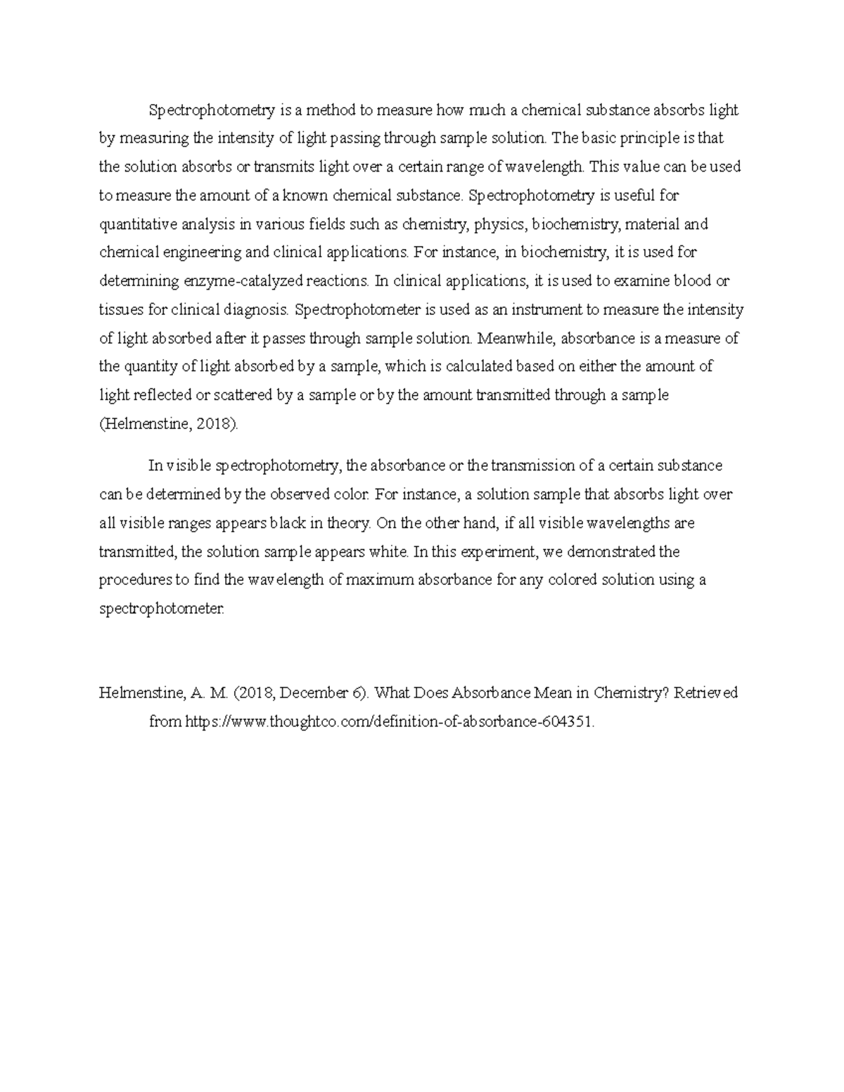 Intro lab 3 lab report Spectrophotometry is a method to measure how