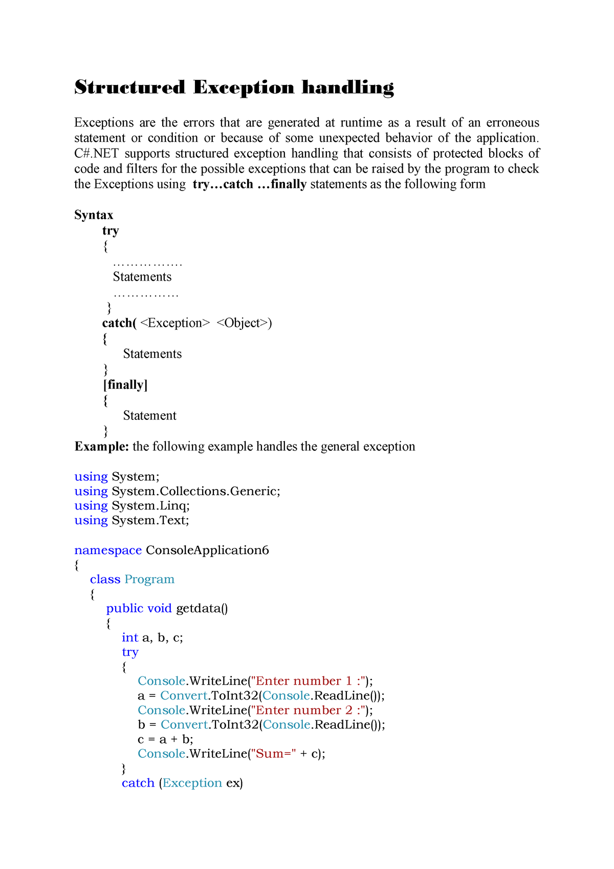 Structured Exception Handling 20 - Structured Exception Handling ...