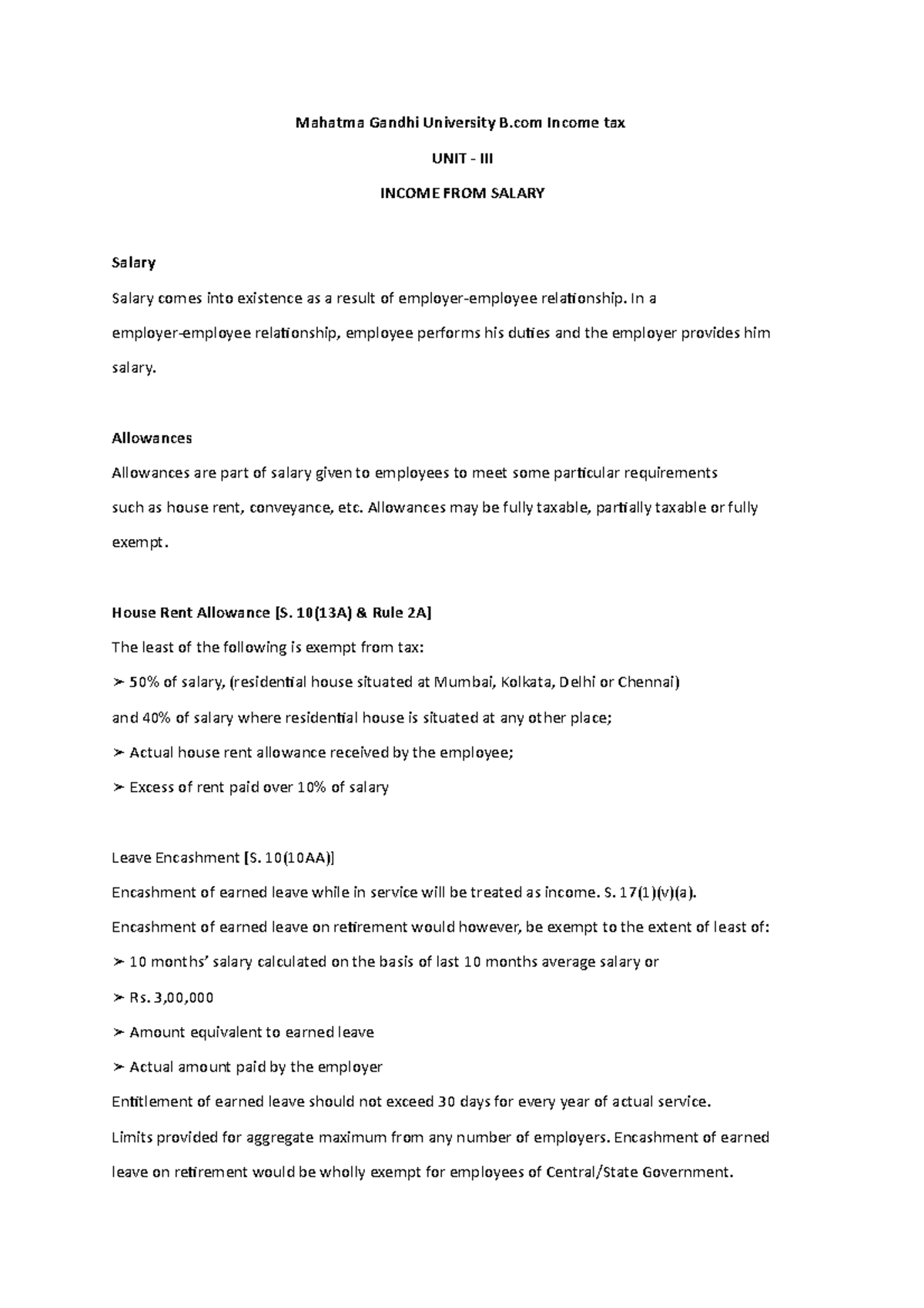 Income Tx 3 - Short Note - Mahatma Gandhi University B Income Tax UNIT ...