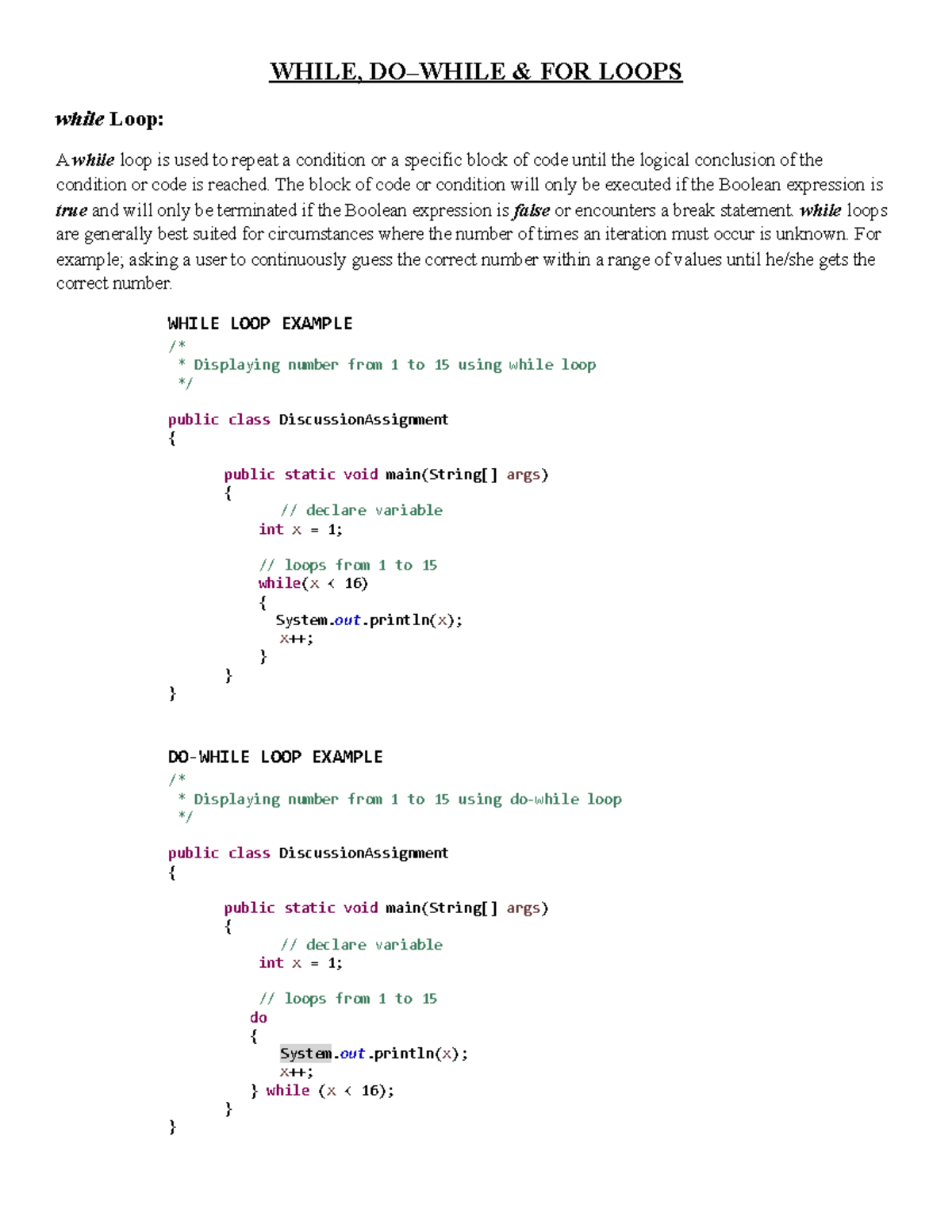 While, Do-While & For Loops - WHILE, DO–WHILE & FOR LOOPS while Loop: A ...