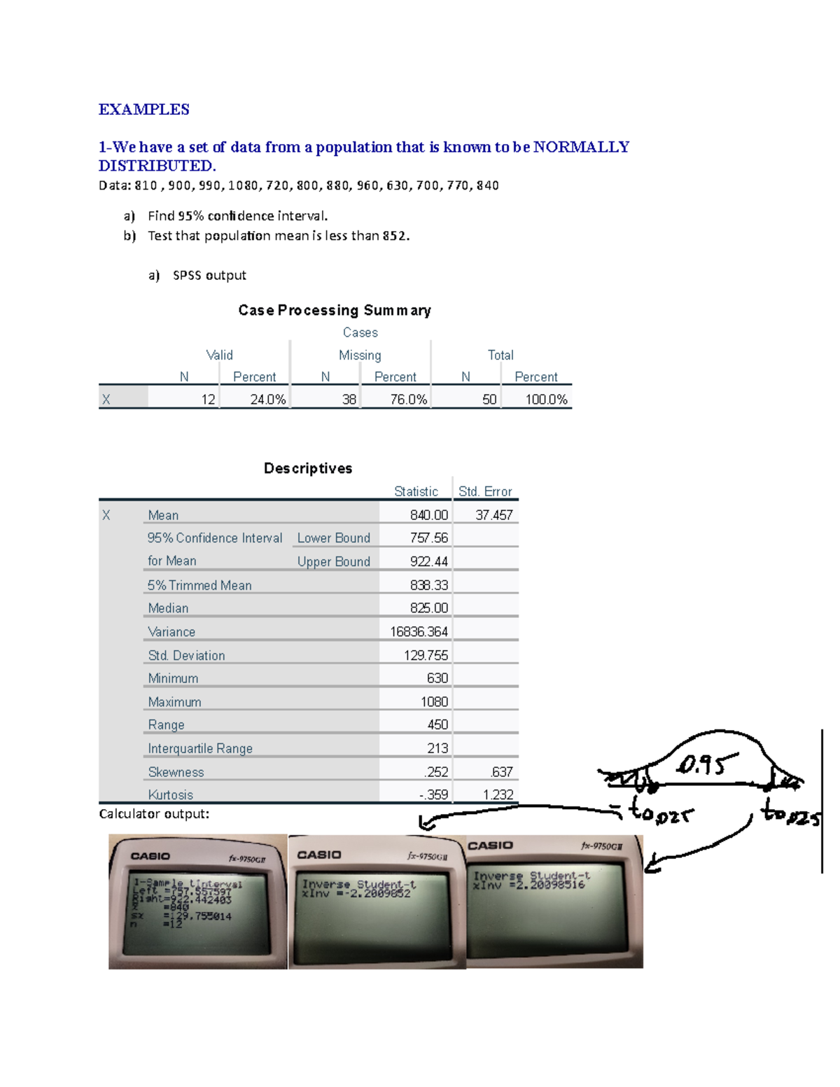 Examples for spss interpretation - EXAMPLES 1-We have a set of data ...