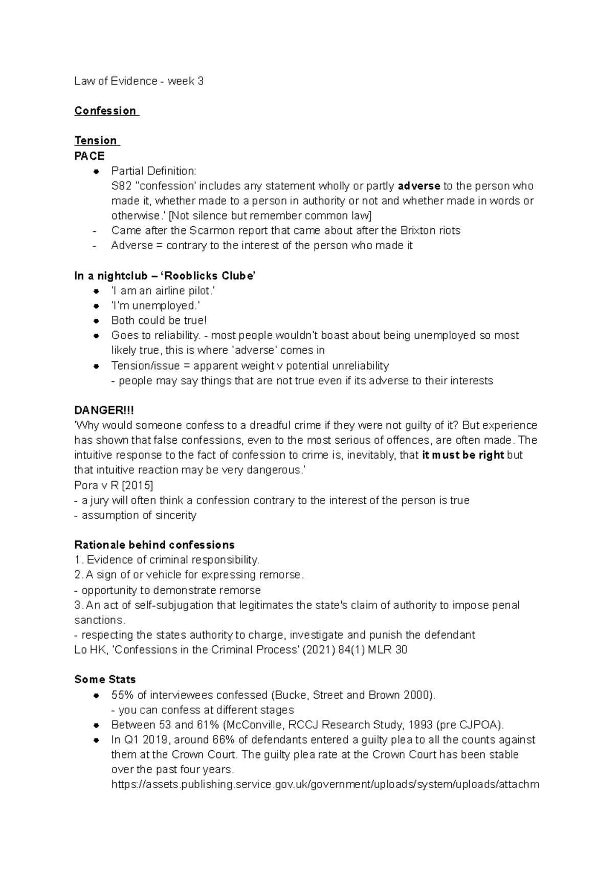Law of Evidence - confession - Law of Evidence - week 3 Confession ...