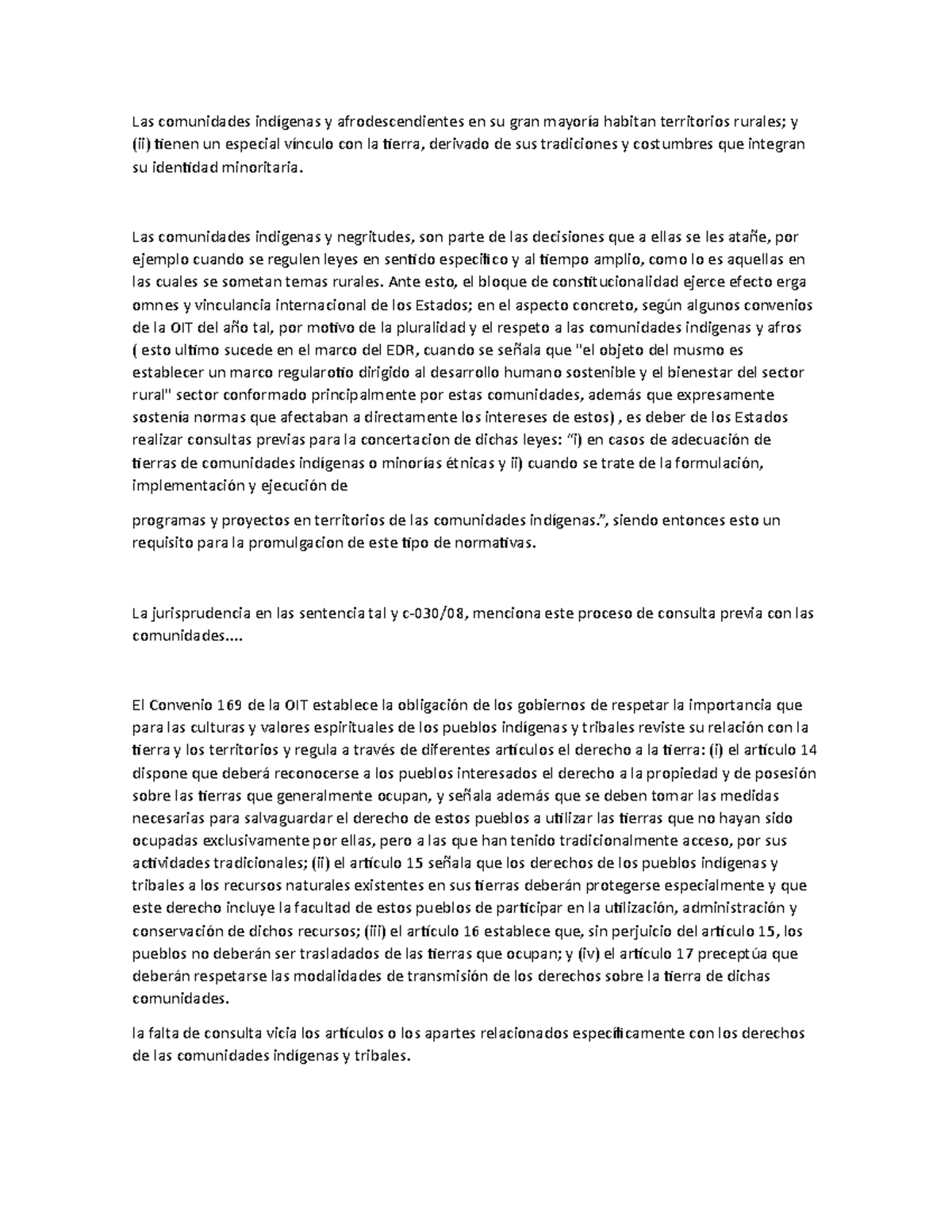 Las comunidades indígenas y afrodescendientes en su gran mayoría ...