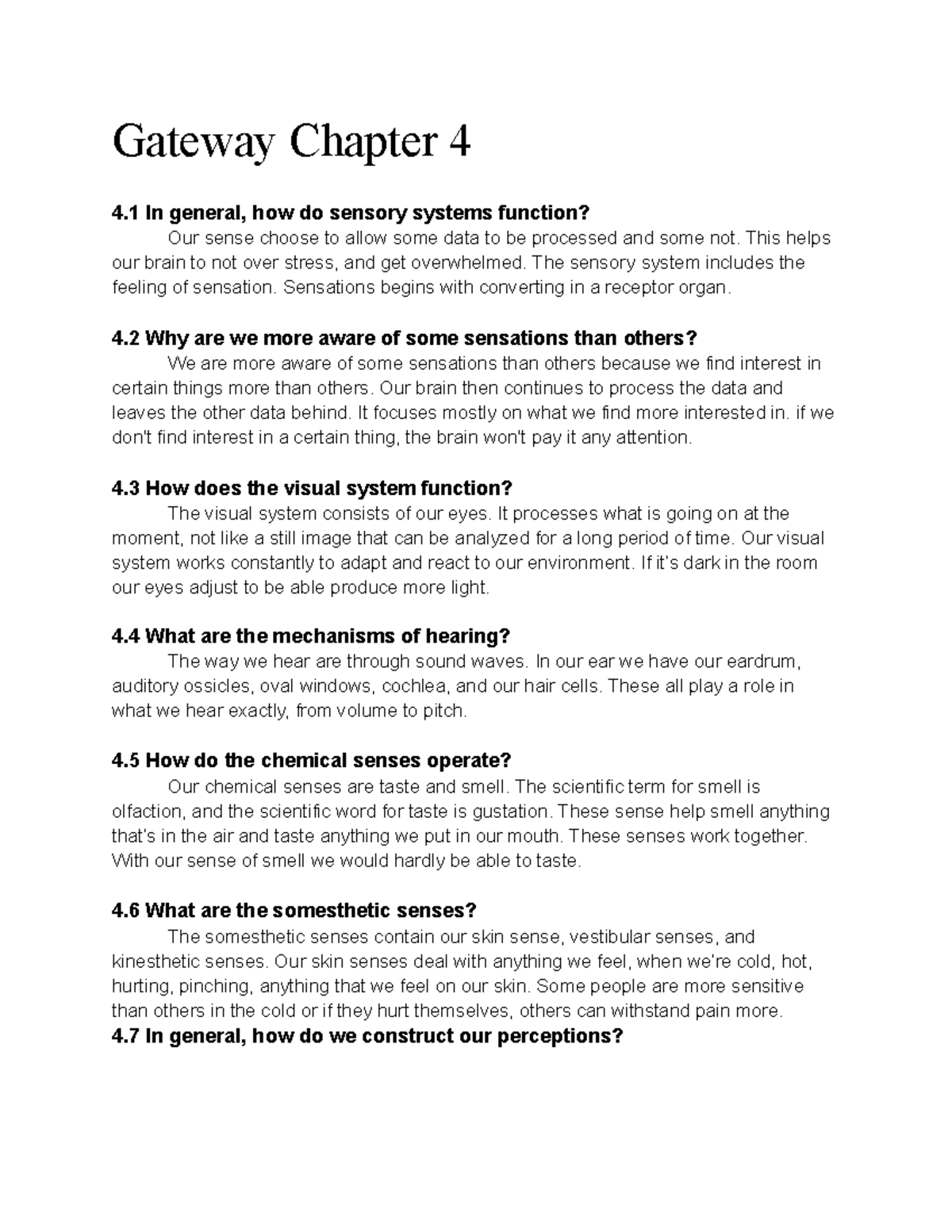 Gateway Questions Ch chapter 3 Gateway Chapter 4 4 In general, how