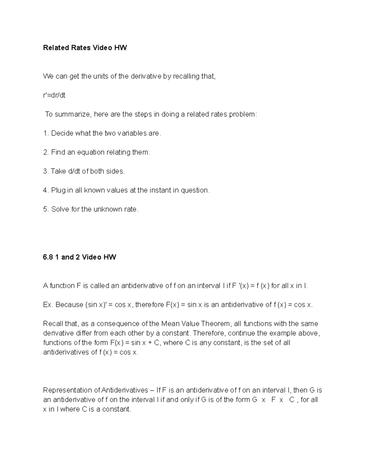 Math 273 related rates - towson university - Related Rates Video HW We ...