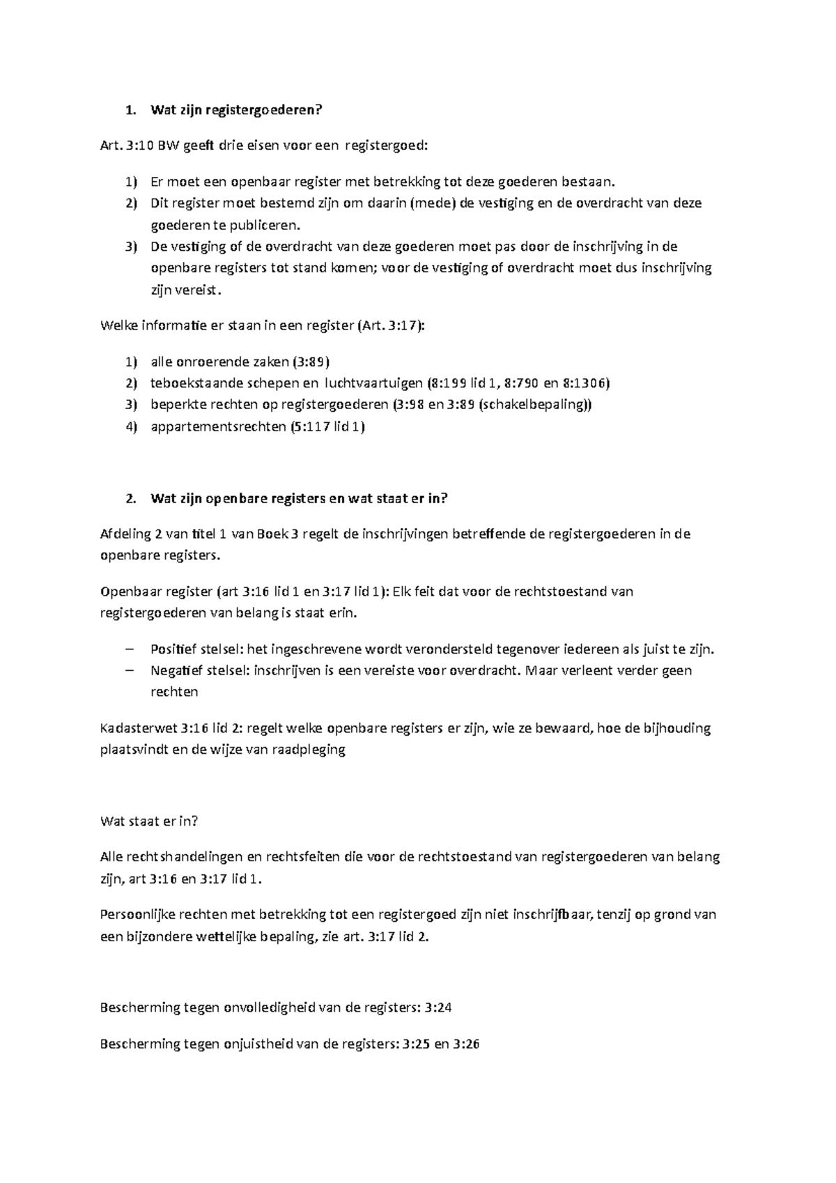 Werkgroep uitwerkingen 3 Wat zijn registergoederen? 1. Wat zijn