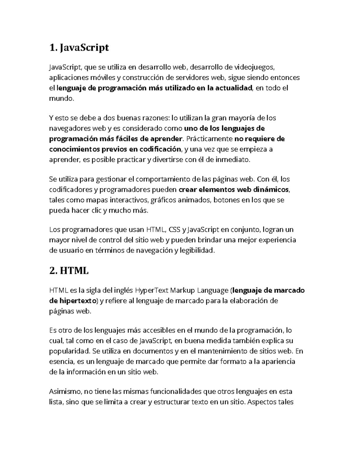 Lenguajes de programacion - 1. JavaScript JavaScript, que se utiliza en ...