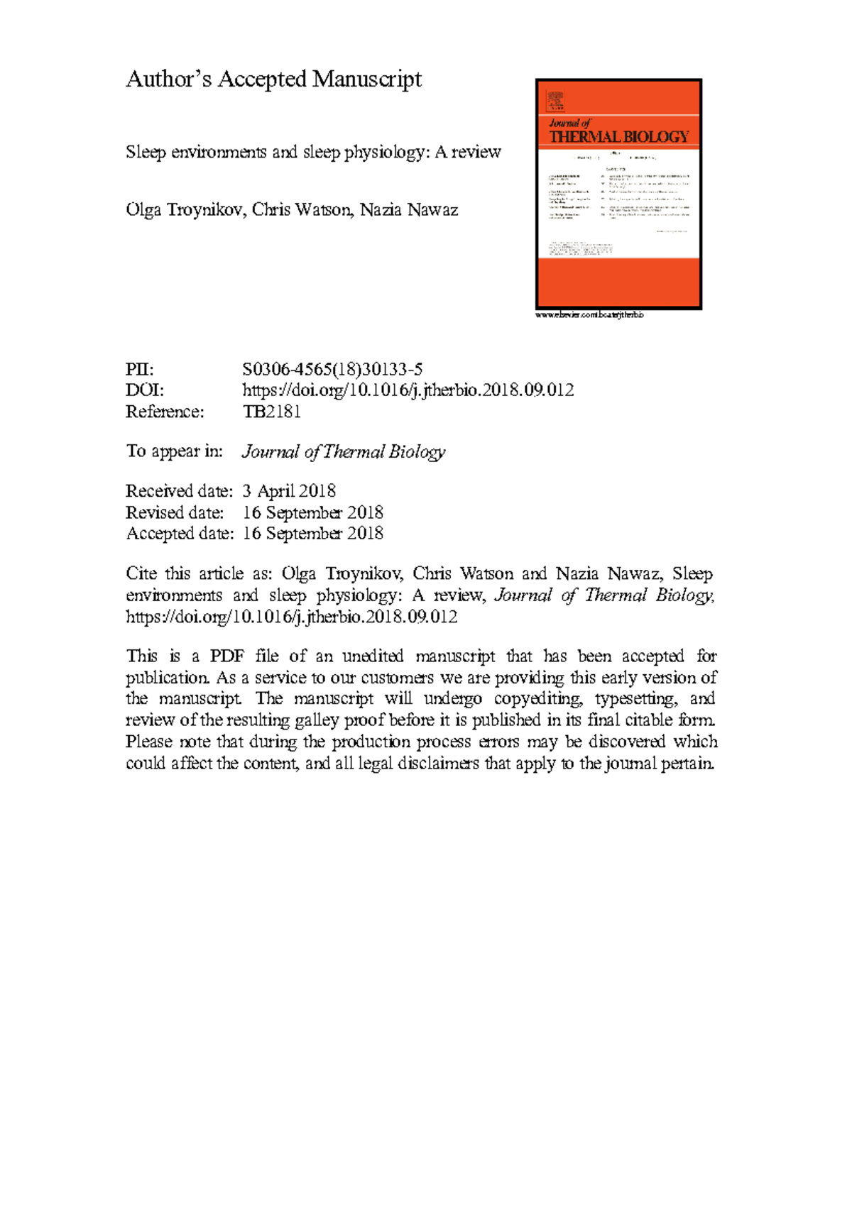 Sleep environments and sleep physiology a review Author9s Accepted