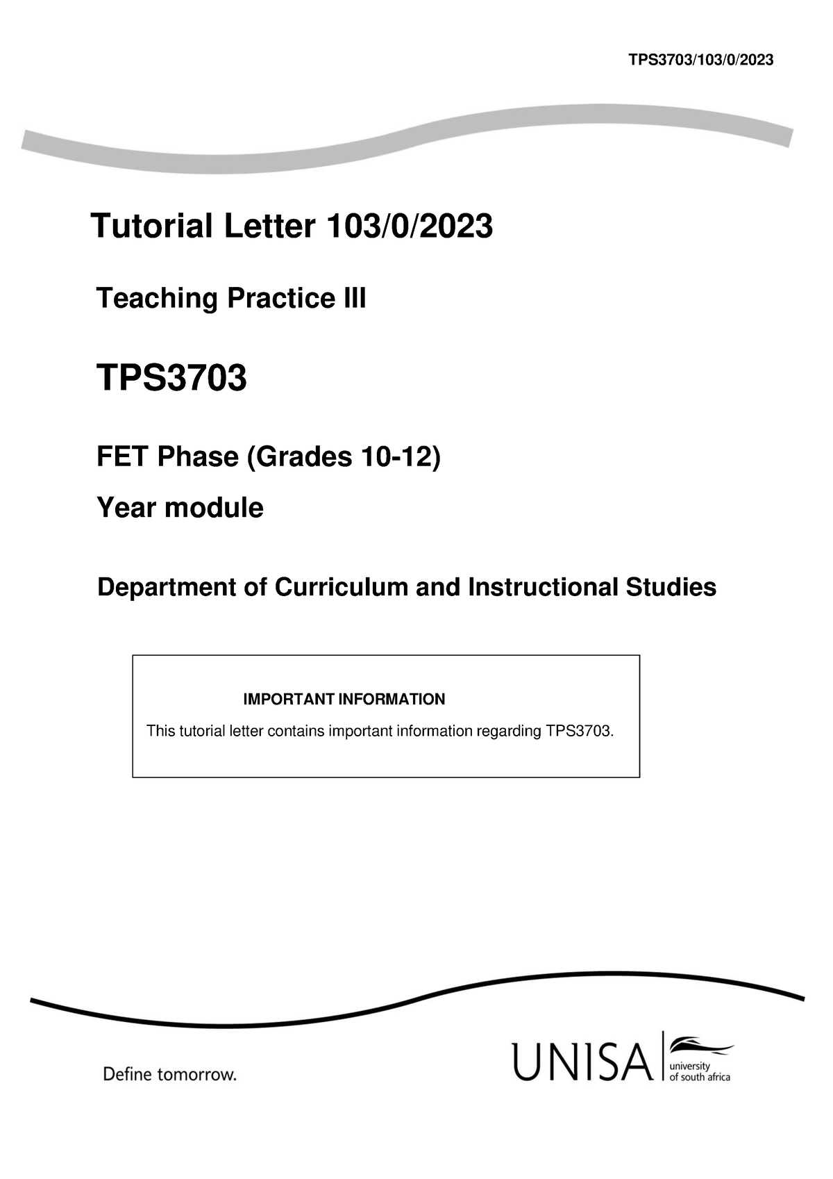 103 2023 0 B - Tutorial Letter - TPS3703/103/0/ 2023 Tutorial Letter ...