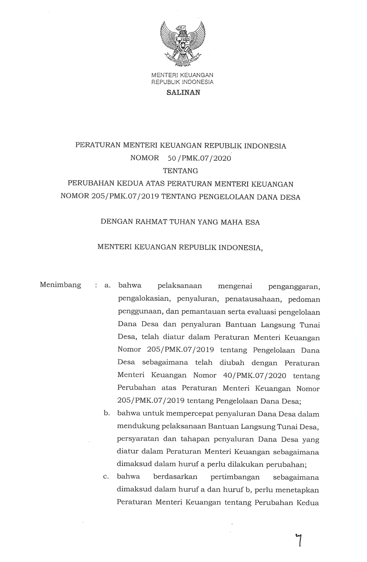 Bagi PMK Nomor 50 Tahun 2020 - H. Perseroan & Surat Berharga - Studocu