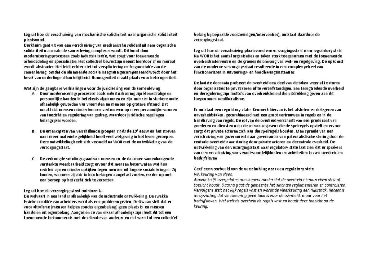 Samenvatting - Mogelijke tentamen vragen zelf verzonnen - Leg uit hoe