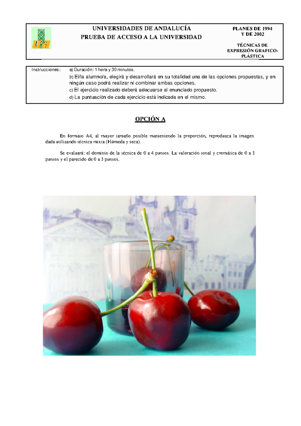 Selectividad Cerezas - UNIVERSIDADES DE ANDALUCÍA PRUEBA DE ACCESO A LA ...