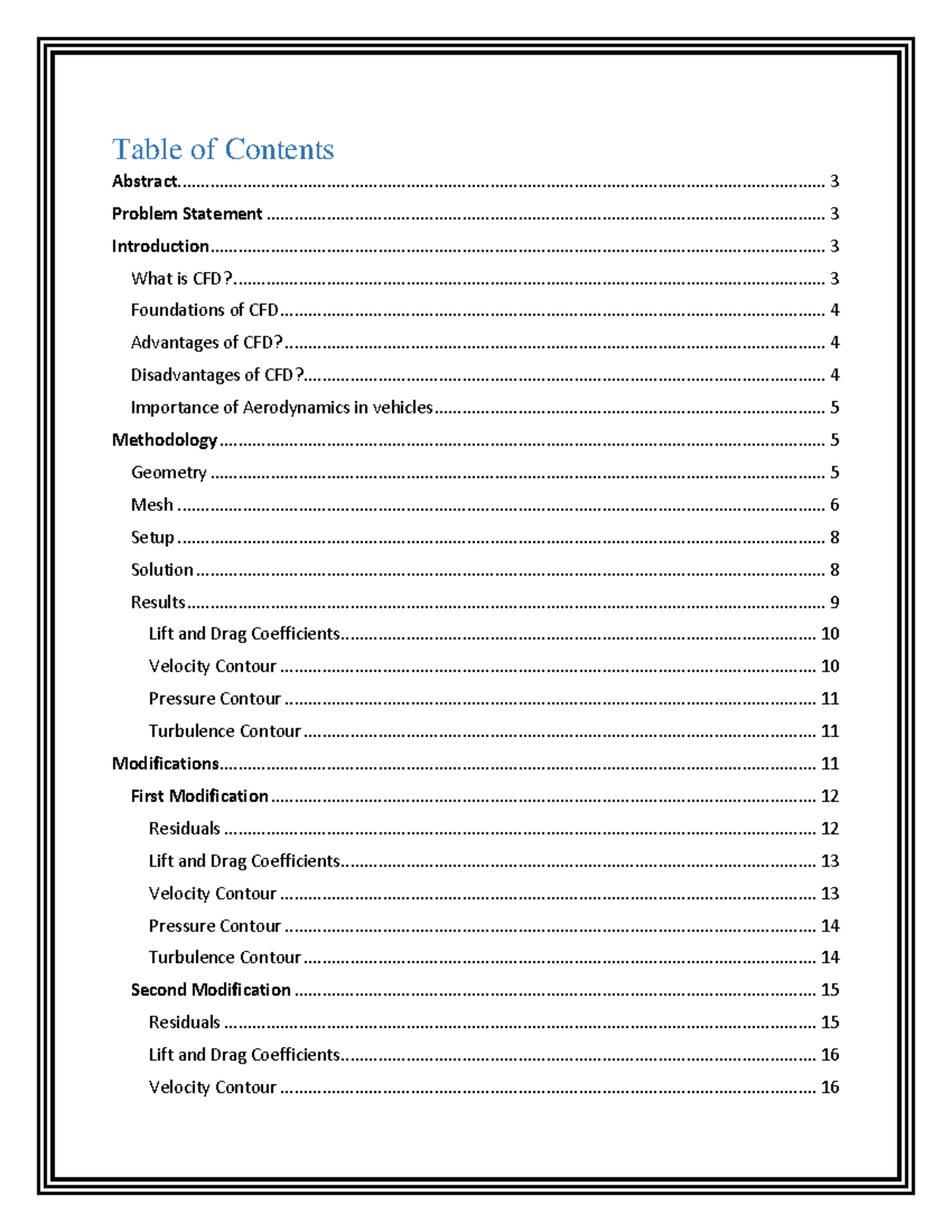 CFD analysis of a Truck - Table of Contents - Studocu