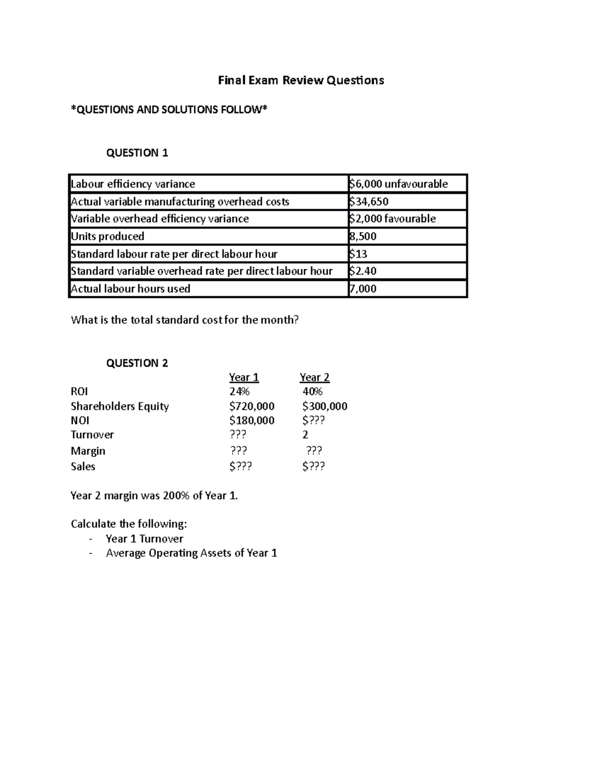 Final Exam Review Questions ADM2341 - Final Exam Review Questions ...