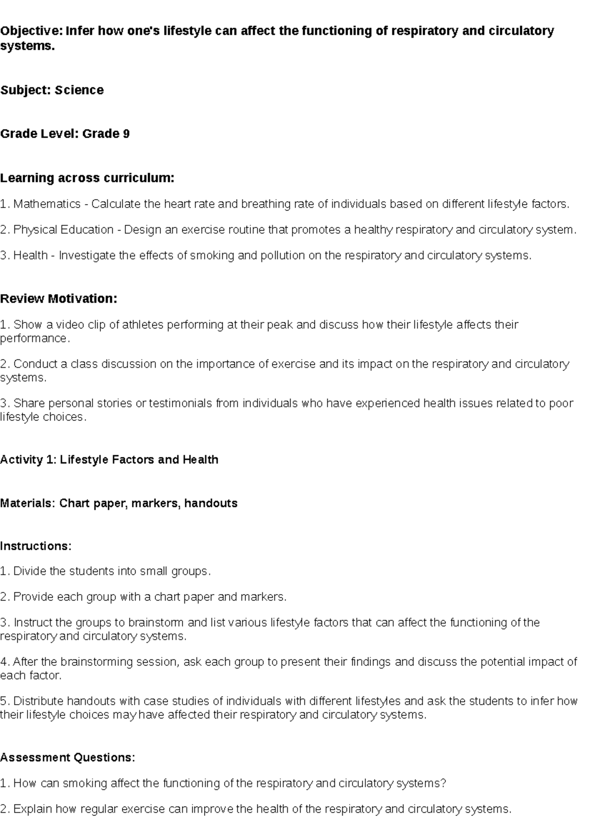 lesson-plan-n-a-objective-infer-how-one-s-lifestyle-can-affect-the