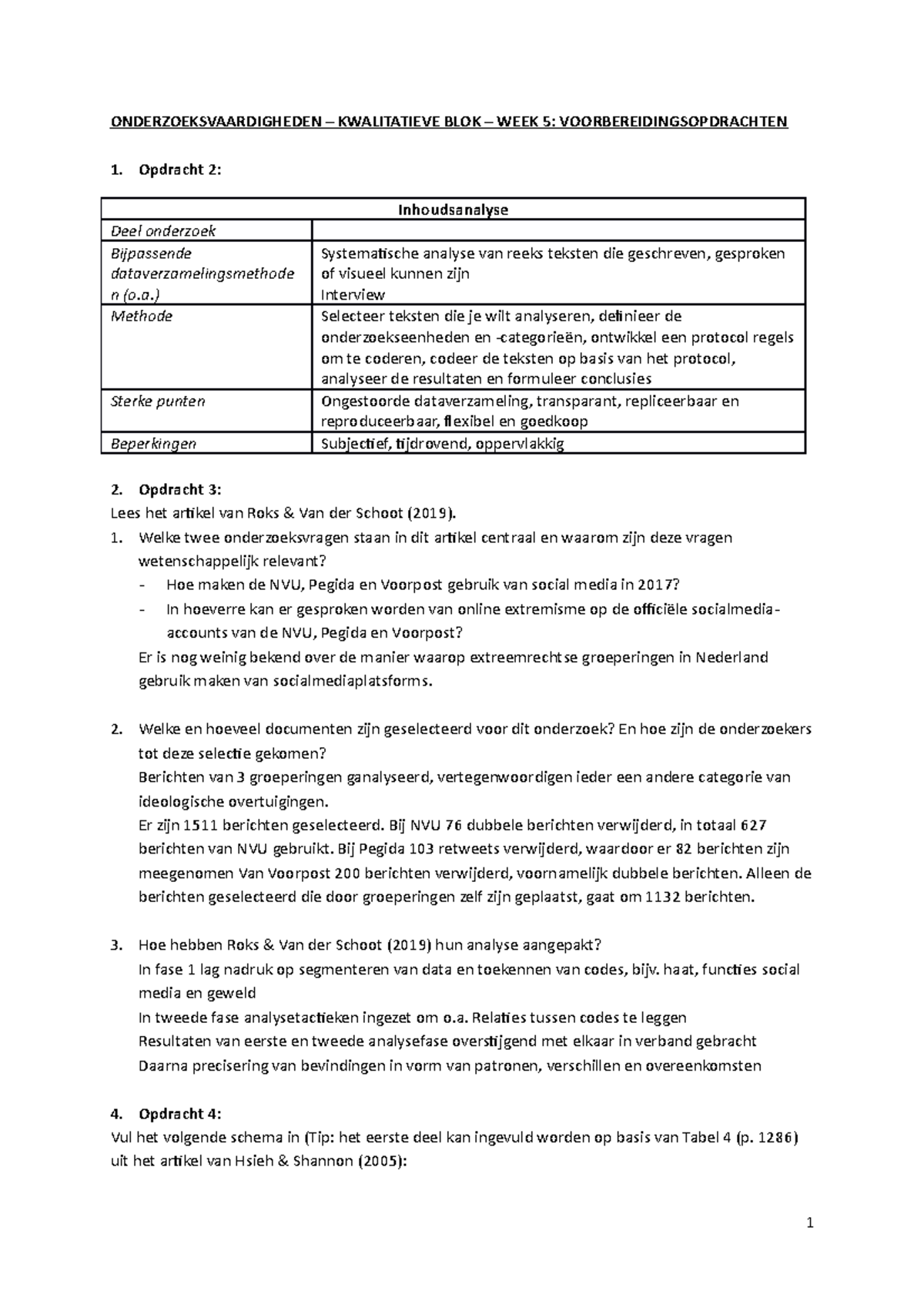 Voorbereidingsopdracht Week 5 - ONDERZOEKSVAARDIGHEDEN – KWALITATIEVE ...