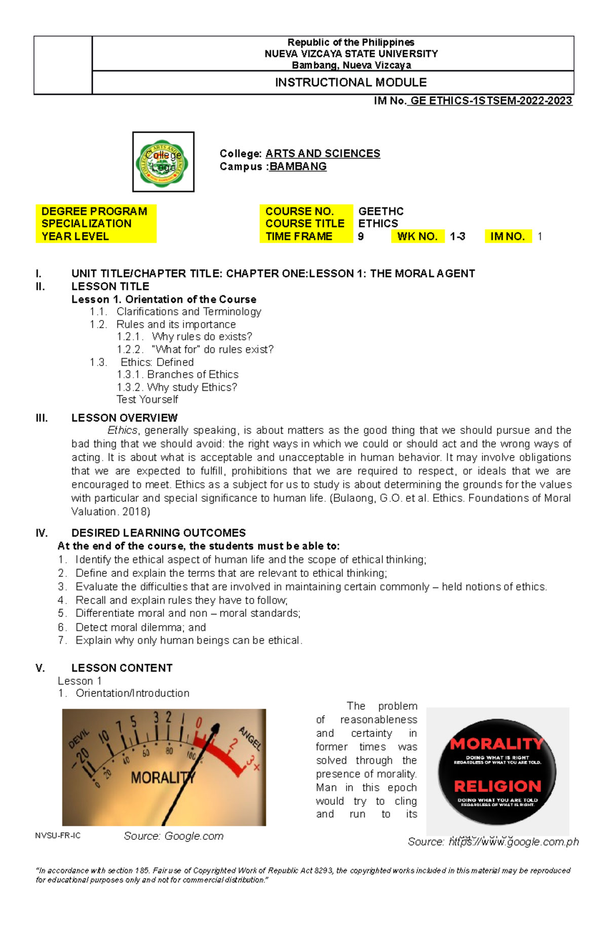 Reduced ethics module Chapters 1234 WITH Evaluations reduced - NUEVA ...