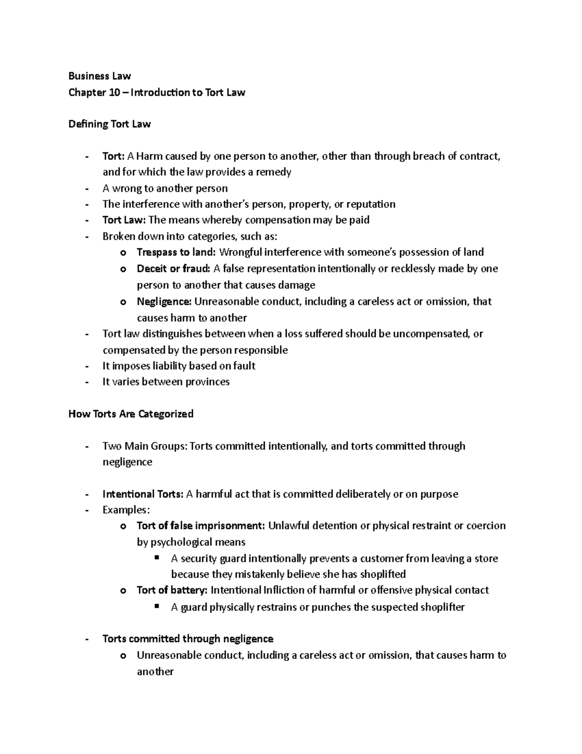 Business Law Chapter 10 Business Law Chapter 10 Introduction To Tort Law Defining Tort Law Business Law Chapter 10 Business Law Chapter 10 Introduction To Tort Law Defining Tort Law