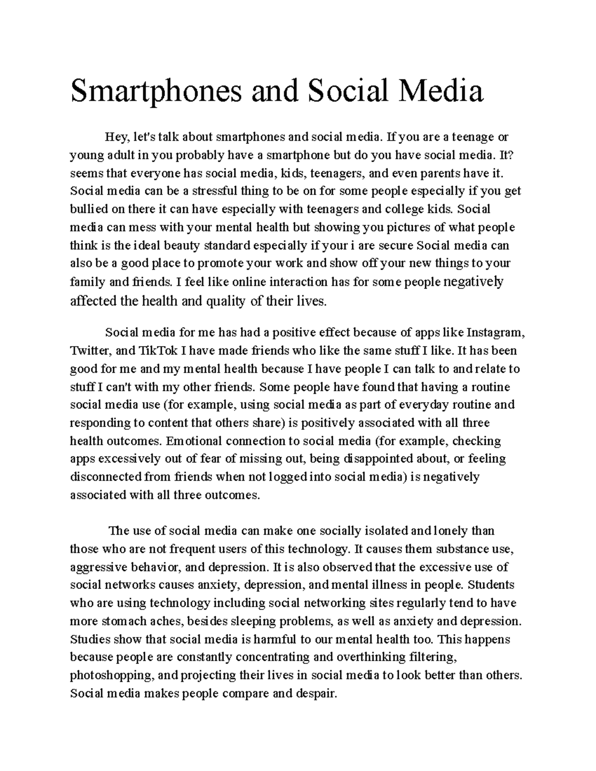 essay about the smartphones