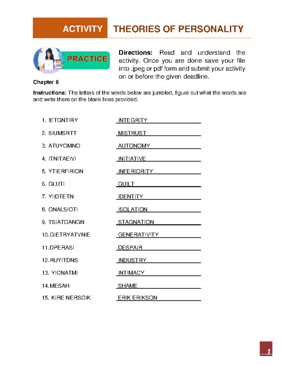Theories OF Personality Erik Erikson's 8 Stages of Psychosexual