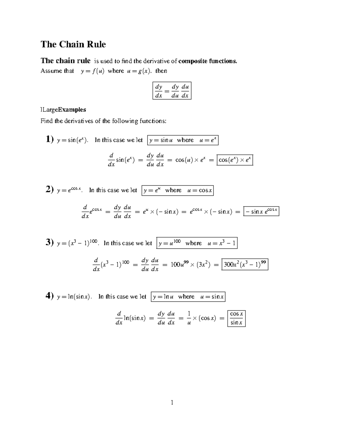 Lecture 5 2 Handout - The Chain Rule The chain rule is used to find the ...